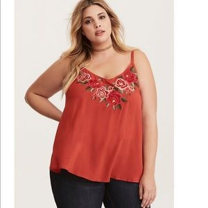 Embroidered Rose Challis Cami